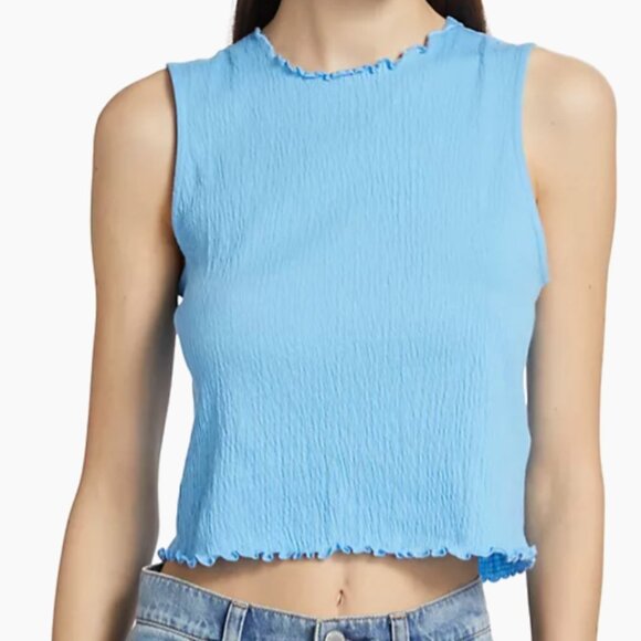 Re/done  Crinkle Crewneck Crop Tank - Picture 1 of 8
